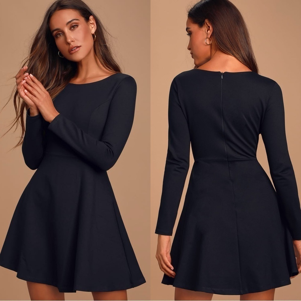 Size‎ M - NWOT Lulus Forever Chic Black Long Sleeve Dress